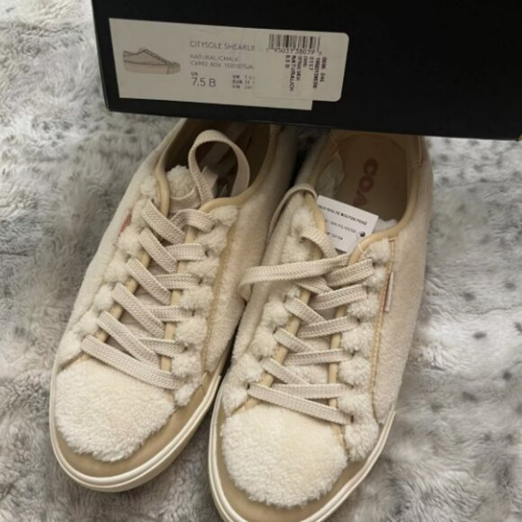 COACH CITYSOLE SHEARLING PLATFORM Lace-up Sneakers MSRP$195 Chic & Stylish - Picture 7 of 12